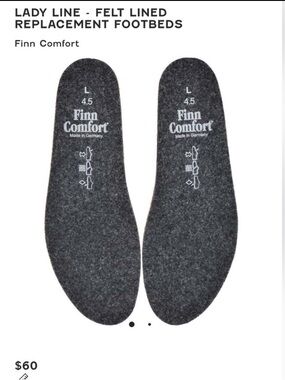 💕Host Pick💕 Finn Comfort Gray Wool Insoles for winter boots - 9in - 6-6.5 US